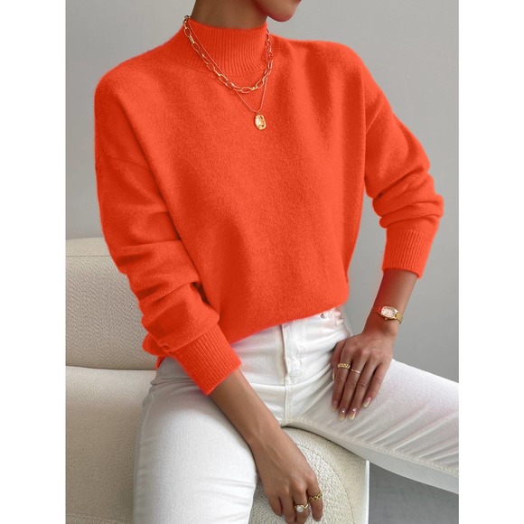 minimalist Mock Neck cozy knit Sweater black - Picture 6 of 12